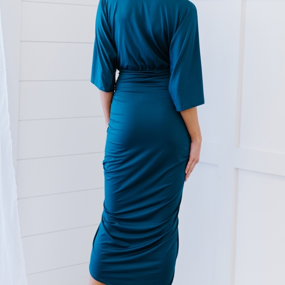 Material Girl Ruched Dress Teal - Picture 7 of 7